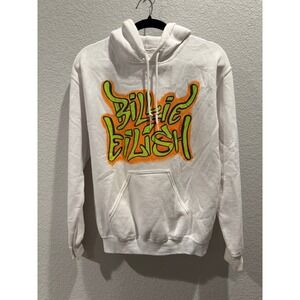 Billie Eilish Merch Graffiti Hoodie White Orange Green Adult‎ Size S